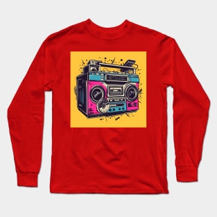 Ghetto Blaster Boom Box 80s Hip-Hop Stereo Long Sleeve T-Shirt